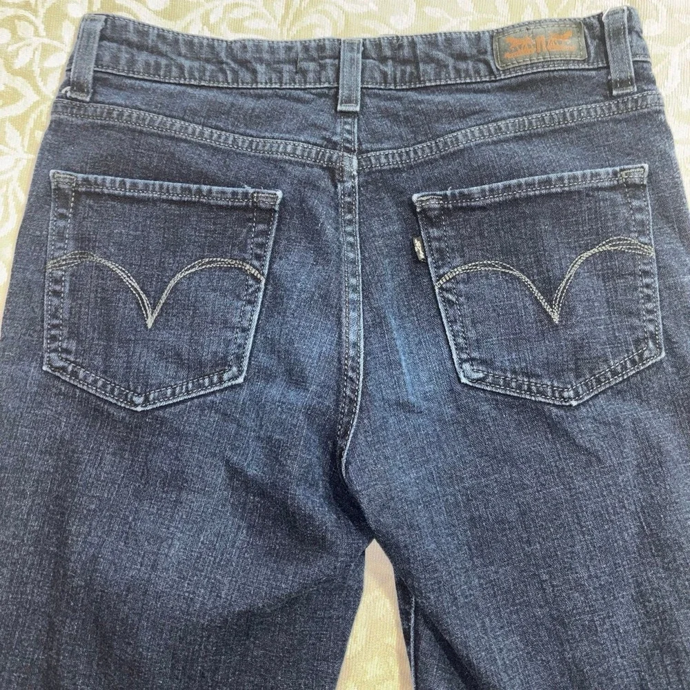 Levis Black Label Straight Leg‎ Jeans Dark Indigo Womens 8 Stretch Denim (F3)
